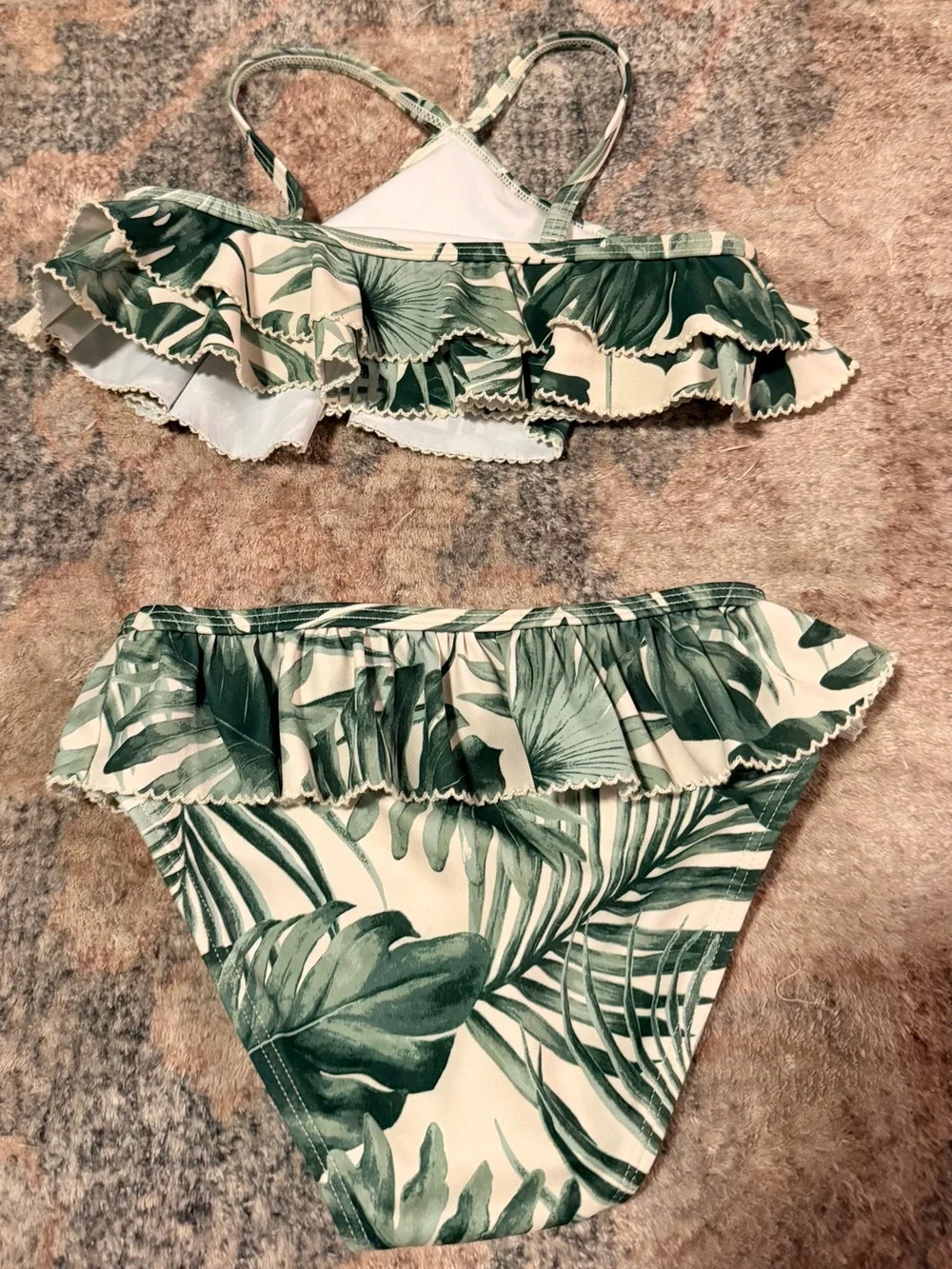 Janie and Jack Green and White Tropical Two-Piece Set